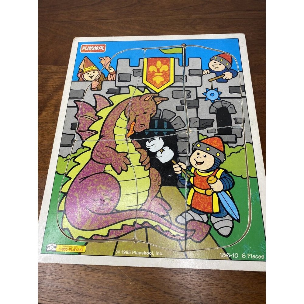 Vintage 1995 Playskool Fisher Price Dragon Wooden Puzzle Ages 2-5 #186-10